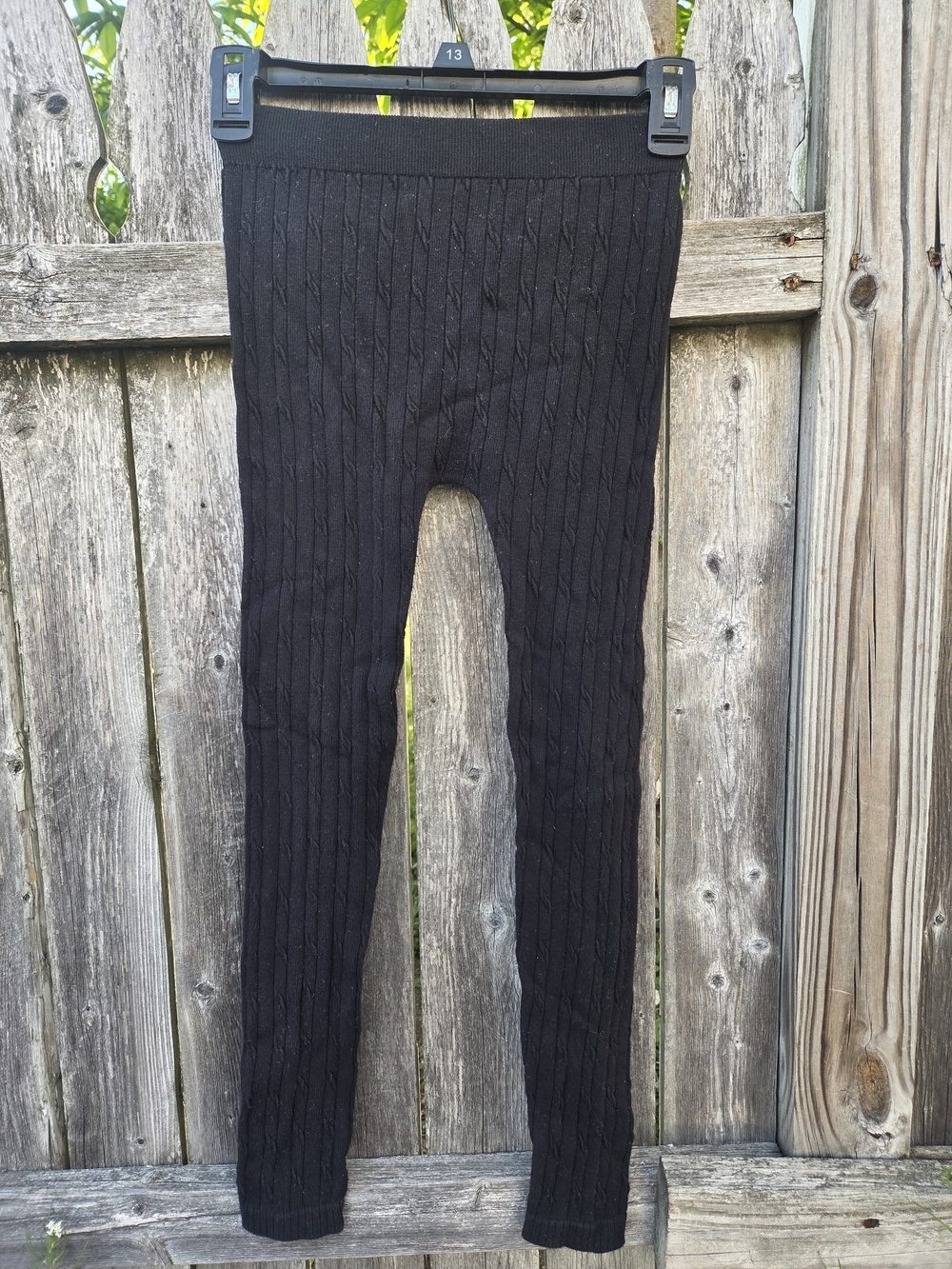 Soho Girls Black Cable Knit Leggings